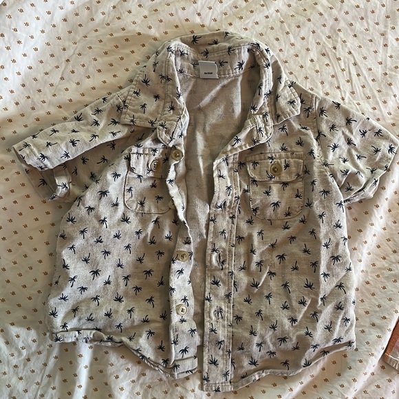 Lot of Toddler Button Down Printed Shirts orange plaid dinosaurs palm trees - Picture 5 of 6